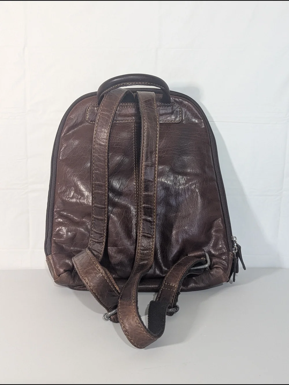 Jack Georges Brown Genuine Leather Backpack Daypack Travel Bag Vintage Distresse